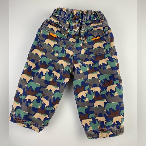 Vintage Baby Gap Bear Print Camo Style Cargo Pants Fully Lined Size 12-18 Months - Picture 3 of 13